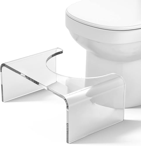 Acrylic 7 inches Toilet Stool Squat Clear Bathroom Poop Potty Stool Strong Load-Bearing Easily Blend into Any Bathroom