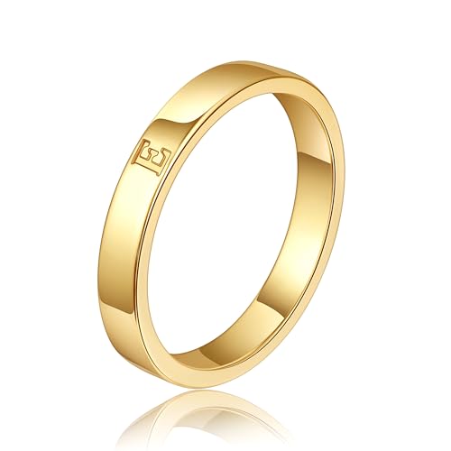 WFYOU 14K Gold Filled Rings for Women Non Tarnish Dainty Gold Initial Ring Stackable Gold Rings for Women Alphabet Letter Ring Wedding Bands Thin Thumb Pinky Stacking Rings Jewelry Gifts for Women E by WFYOU - Used condition - US$7.29