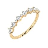 EDELIND Alianza Eternidad Oro Amarillo 585 con 15 Diamantes 0.5 ct - Anillo de Mujer en Oro, Talla 29 (Ø 22 mm)