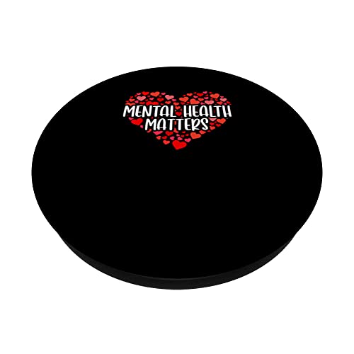 Mental Health Awareness Matters Green Ribbon PopSockets Swappable PopGrip, Black - Image 2
