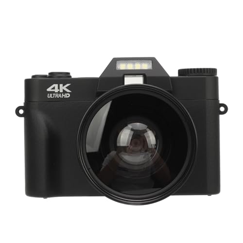 4K Digital Camera, 48MP Digital Video Camera Camcorder with 180° Flip Screen, 16X Digital Zoom, Wide Angle Lens, Battery, Compact & Potable for Travel
