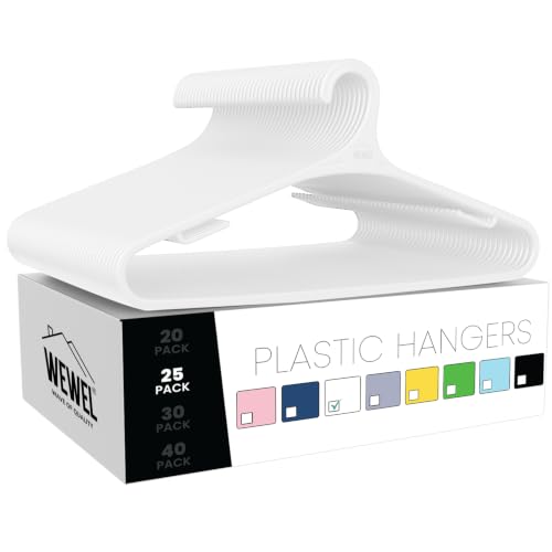 Image of WEWEL 25 Pcs Premium Hangers for Hanging Clothes (Matt Finish)(Bendless Design)(White | 25)