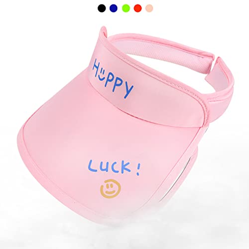 Sun Visors For Kids, Sun Hats Upf 50+ Sun Protection,Retractable Brim W/Sweatband,Sport Visors Fit 4 To 12 Years Girls Boys Pink #TOP2