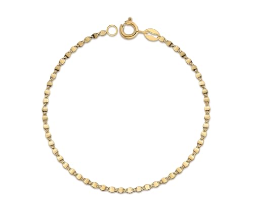 LAMUR Armband aus 585er-Gold Modernes Goldarmband für Damen Damenschmuck Goldschmuck mit Reinigungstuch Damenarmband Länge 18 cm Breite 2 mm Valentino-Armband