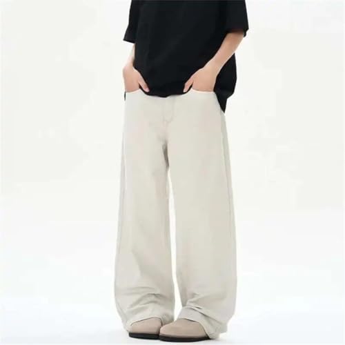 Men's American Denim Wear Simple Wide Leg Trousers Bottoms Loose Fit Washed Jeans2