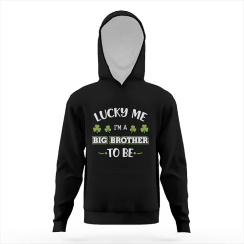 St. Patrick's Day Lucky Me A Big Brother To Be Hoodies for Teen Girls Boys Lightweight Kangaroo Pocket Sweatshirt3