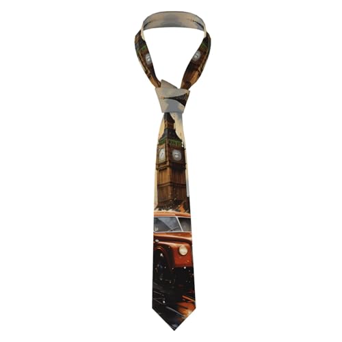 FJQWKLF Corbata de hombre con estampado de taxis de Londres: suave y cómoda, de fibra de poliéster, ideal para negocios, trabajo y ocasiones especiales.