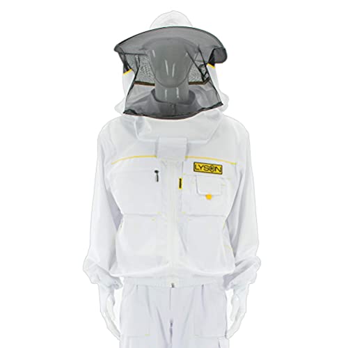 LYSON Imkerbluse mit abnehmbarem Hut/Imkerjacke mit Handstulpen mit Daumenloch Unisex Imkerbluse belüftet Professionelle…