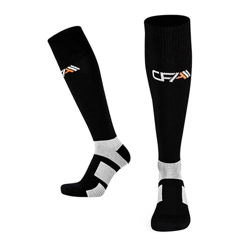 CFA V1 Calcetines Compresion Mujer y Hombre Graduada Antiampollas, Ideales Para El Deporte | Modelo Hasta La Rodilla | Soporte De Tobillo Y Arco | Diseño Danés | Fabricado En Portugal