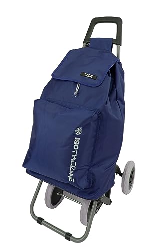 Vida CV612 Charriot de Course 4 Roues Caddie marché Poussette Pliable Grosse contenance (Bleu)
