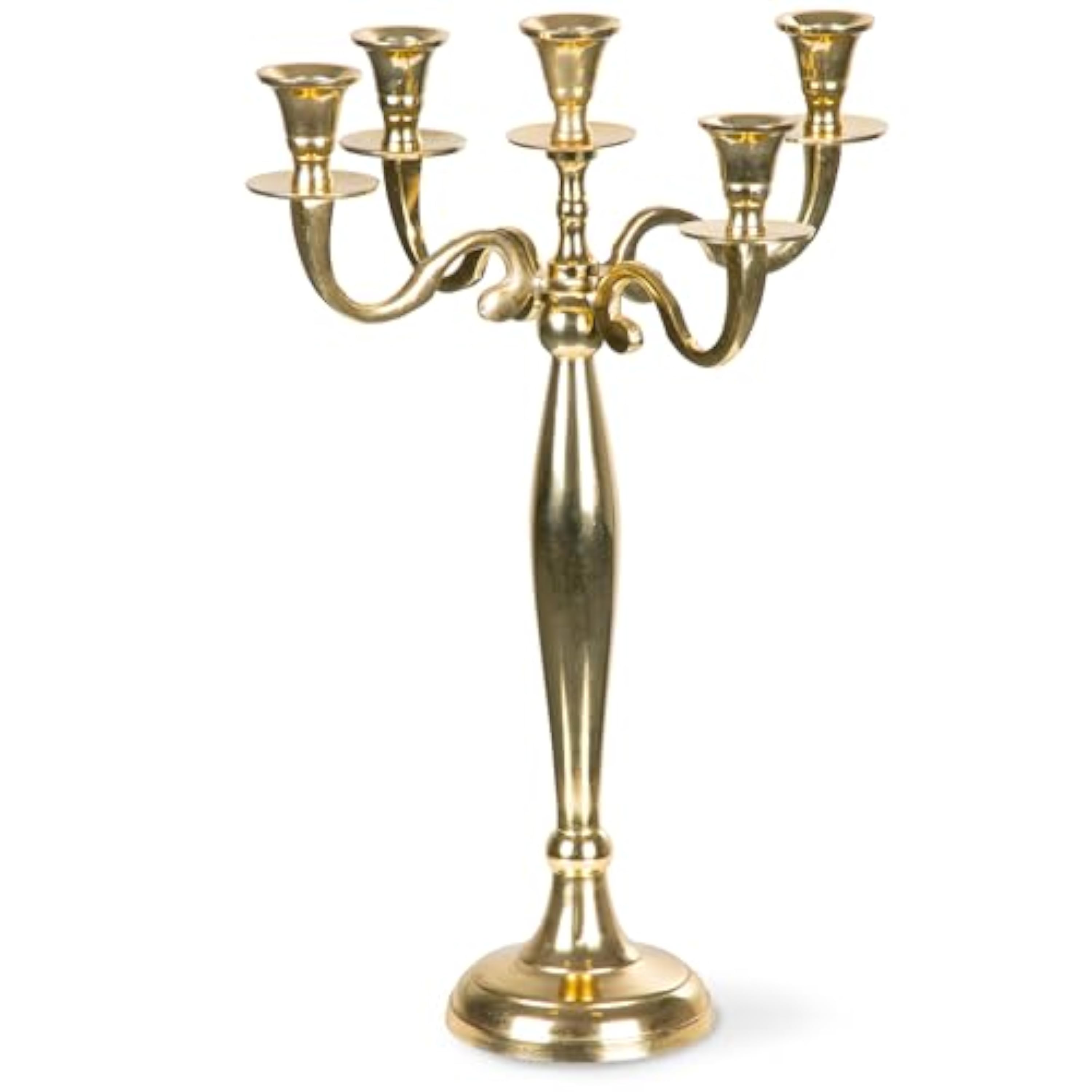 Gräfenstayn Candelabro 1, 3 o 5 Brazos - Diferentes tamaños - Candelabro en Color Plata, Negro, Blanco o Dorado (M, Dorado)