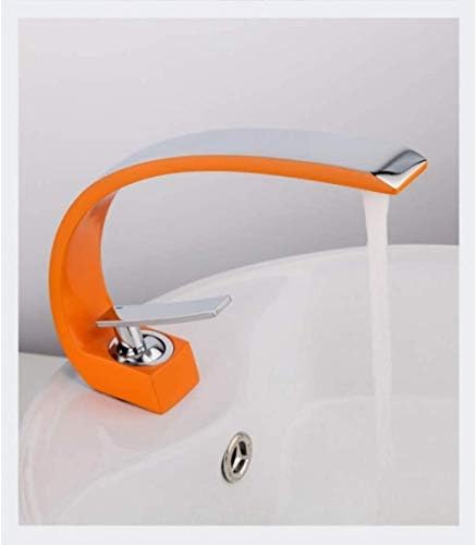 Robinet d'évier orange et chrome pour vasque de salle de bain design