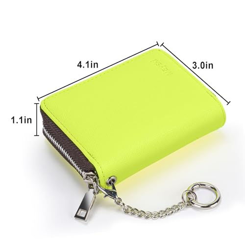 Image of Mayski Credit Card Holder, Zipper Credit Card Wallet for Women, Small Accordion Card Cases Holder, KeyChain Wallet, Business Card Holder, Apple Green