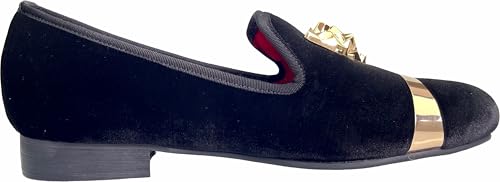 Justar Men's Velvet Penny Loafers Slip-on Dress Shoes with Gold Buckle Wedding Party Prom Shoes4