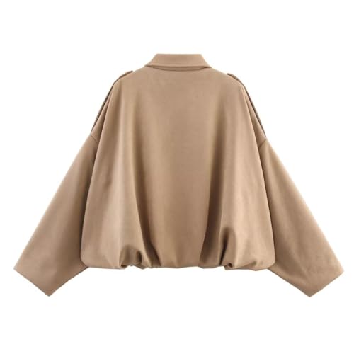 CORIRESHA Women's Trendy Y2K Suede Bomber Jacket Oversized Lepal Loose Batwing Sleeve Zipper Coat2