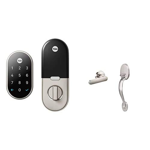 Google Nest x Yale Lock with Matching Handleset and Lever Interior - Smart Lock with Knob for Keyless Entry - Satin Nickel