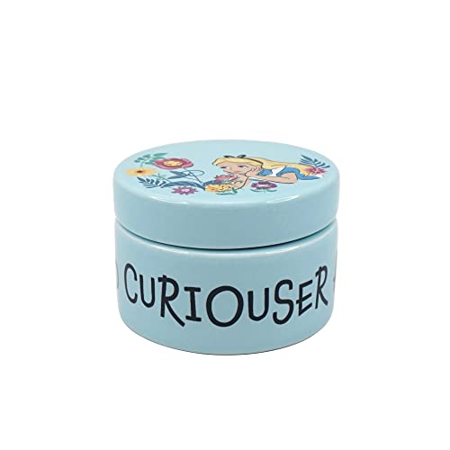 Half Moon Bay, Disney Alice In Wonderland Ceramic Trinket Box Round, Trinket Box With Lid, 5.5x7.7cm Home
