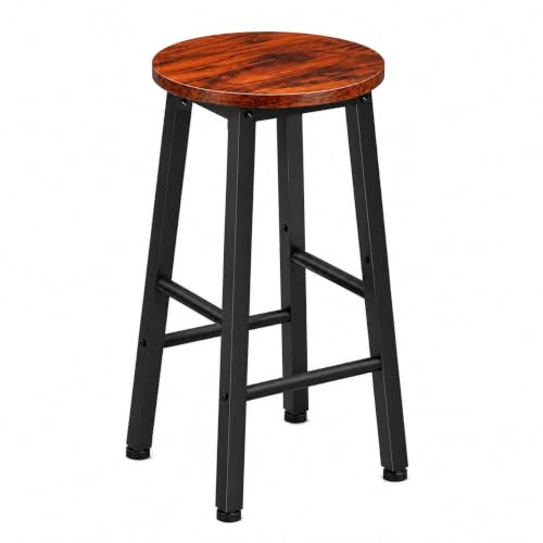 Image of Wooden Bar Chair with Metal Legs High Sitting Bar Stool for Kitchen Living Room Wooden Metal Counter Stool for Office Hallway Bedroom