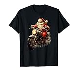 Christmas Santa Riding on a Vintage Motorcycle Bike T-Shirt