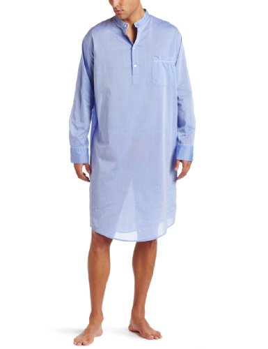 Derek Rose Men's Amalfi Night Shirt, Blue, Large #TOP18