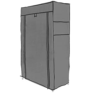 PrimeMatik – Armoire de Rangement et Chaussures en Tissu 60 x 30 x 108 cm Gris avec Porte Rouleau