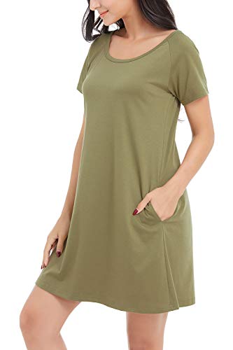 Image of Alaster Women's Casual Summer T Shirt Dress Loose Short Sleeve Tunic Dress with Pocket for Women