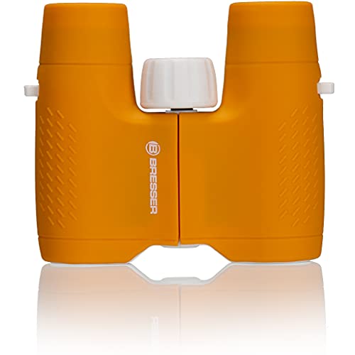 Bresser Junior Fernglas für Kinder 6x21 mit robustem gummiarmierten Fernglaskorpus und Mitteltriebfokussierung inklusive Gürteltasche und Trageschlaufe, orange