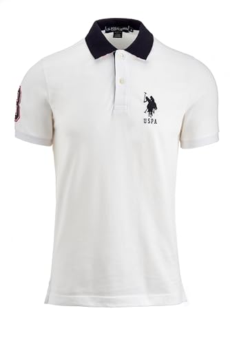 U.S. Polo Assn. Men's Short-Sleeve Polo Shirt with Applique, Casual Summer Slim Fit Polo Shirt with Contrast Color