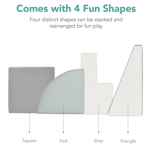 Image of Best Choice Products Soft Foam Climbing Blocks for Toddlers, 4-Piece Baby Play Set, Easy-Clean Vinyl Foam Shapes, Safe Certified Materials, Early Learning Motor Skill Development Toy - Blue