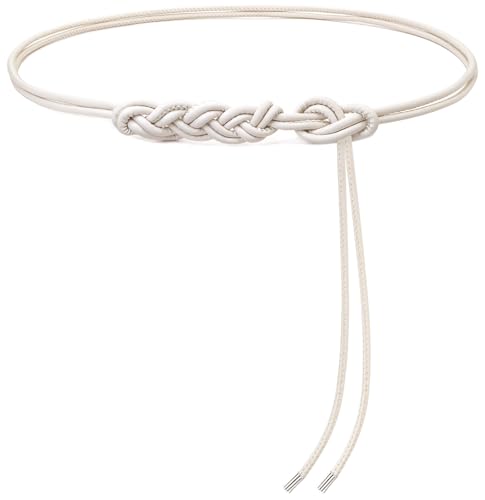 Women Knot Thin Belts Skinny PU Leather Belts Boho Waist Belt for Dresses