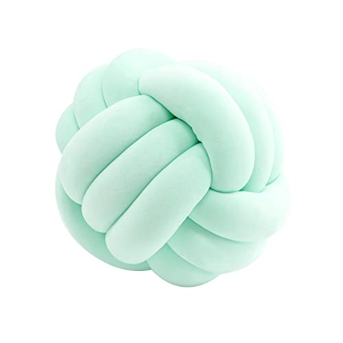 Edumov Cojín para nudos, cojín de nudos, cojín tejido a mano, cojín de peluche, escandinavo, cojín decorativo nudo, cojín anudado para sofá, cama, habitación, verde menta, 20 cm