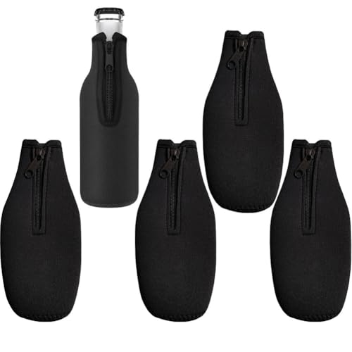 Ymxygz Raffreddatore per Bottiglie di Birra, Custodia Trasporto Pieghevole con Cerniera Pieghevole in Neoprene Isolante 5 Pezzi per Mantenere Tua Bevanda Birra 12 Oz