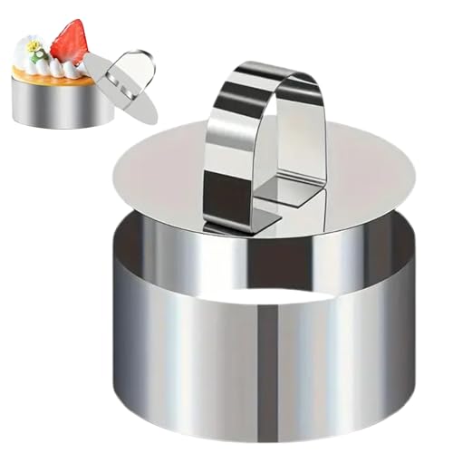 Molde para hornear, anillo de postre de acero inoxidable de alta calidad, placa de empuje ajustable para pasteles, pudín, chocolate, gelatina y preparación de galletas | Herramienta versátil
