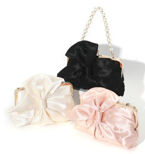 Image of Silk Bow Clutch Purses for Women Cute Pearl Evening Handbag Chic Trendy Evening Clutch Bag for Party Prom Wedding 2025