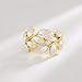 HMOOY 925 Sterling Silver Simple Multi-layer Leaf Adjustable Ring Lucky Leaves Statement Ring for Women Promise Ring Fashion Jewelry (Glod)