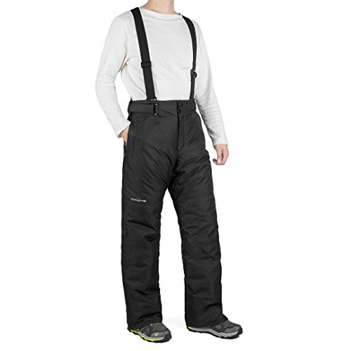 qualidyne Men's Snow Ski Bib Pants 10000mm Waterproof Insulated Snowboard Trousers with Detachable