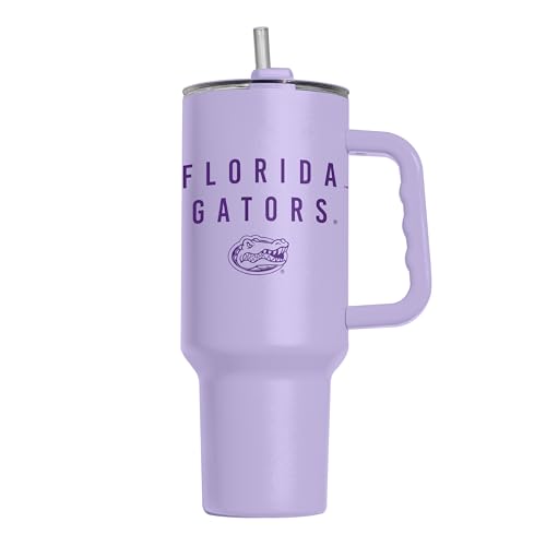 Image of Logo Brands NCAA Florida Gators Lavender 40 oz Tumbler with Handle - Stylish Everyday Use Powder Coated-Stainless Steel with Straw- Keeps Cold For Hours
