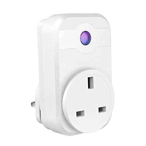 Expower WIFI Smart Plug, Smart Socket inalámbrico compatible con Amazon Alexa Echo y Google Assistant, controla tus dispositivos desde cualquier lugar (enchufe del Reino Unido), blanco