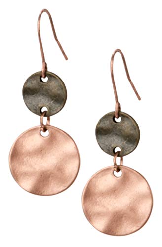 Tribal Gold, Silver And Copper Or Rose Gold Mixed Metal Boho Chic Ethnic Vintage Hoop Circle Fishhook Dangle Earrings For Women And Girls Gift Jewelry Bohemian (2 Disc 2 Pack) #TOP5