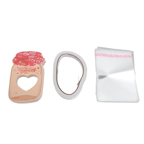 Zerodis Paper Craft Other Household Utensils Party 30PCS Jar Greeting Cards DIY with Candy Bags and Double Sided Adhesive for Valentine Day Party Favors Gifts Valentine Exchange (Style C) - Image 2