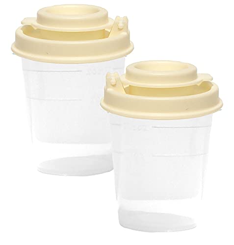 Tupperware Personal Midgets Salt and Pepper Shakers Clear with Off White Seals