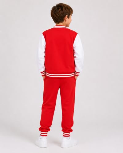 Image of Cakaner Boys Color Block Button Down Shirt and Jogger Pants Button Up Sweatsuits Sets (Size: 5-12T)