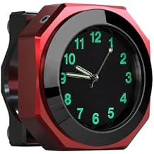 Aluminum Alloy Motorcycle Clock Mount Quartz Watch Luminous Display for Handlebars 22-28mm Diameter with IPX7 Rating Handlebar for Motorbike Bikes with Installation Toolsred