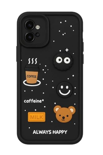 Image of COVERBLACK Cute Fun Ball | Taddy Cartoon 3D Smiley Coffee | Milk Case | Full Camera Protection Back Cover Compatible for Moto G32 - Black