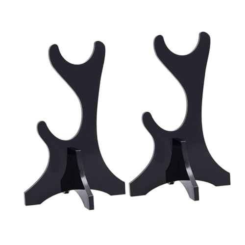 Healifty 2pcs Double Tiered Acrylic Sword Display Rack Desktop Storage Holder for Collectibles Easy to Assemble Design Decor