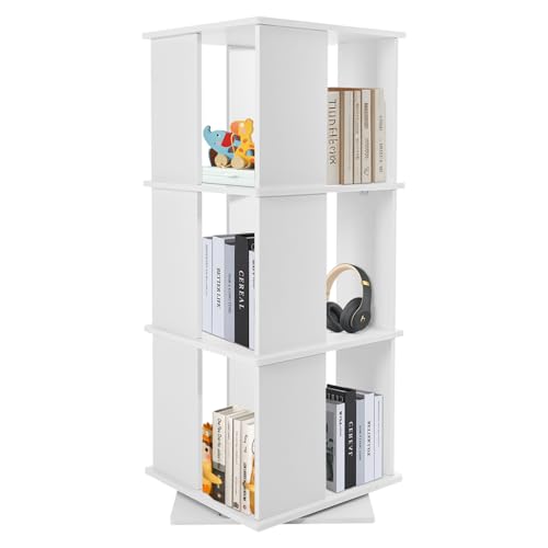 Sengfwin Estantería giratoria de 3 niveles, estantería de pie giratoria de 360°, estantería para niños, estantería giratoria para niños, estantería para libros infantiles, 40 x 40 x 97 cm, oficina