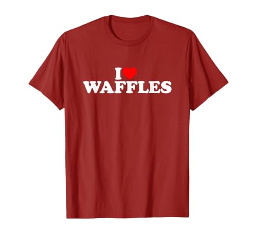 I Love Waffles, I Heart Waffles T-Shirt, Men, Cranberry Red, 3X-Large