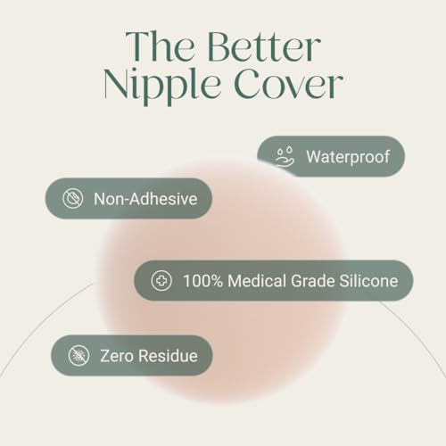 Image of Miola Nipple Covers for Women - Non-Adhesive, Reusable, Silicone, 60+ Wears | Medical Grade, Hypoallergenic, Body-Heat Grip, No Residue, Invisible, Waterproof, A-D+ Fit, 3 Shades, Travel Pouch Included