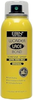 EBIN NEW YORK Wonder Lace Bond Adhesive Spray Original - Extra Mega Hold 2.7oz/ 80ml | Daily Use, Fast Drying, No Residue, No Build-up, Powerful Hold, All-day Hold, Daily Wig Application