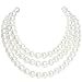 BABEYOND Round Imitation Pearl Necklace Vintage Multi Strands Choker Necklace 20s Flapper Necklace for Party (Style1)